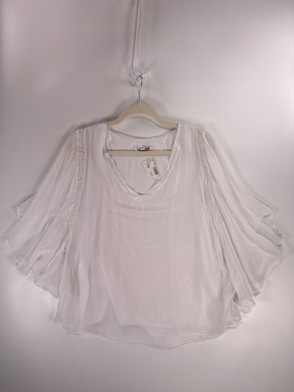 NWT Paris Paris Silk Layered Flutter Sleeve Blouse Made In Italy 0 S - Picture 2 of 9